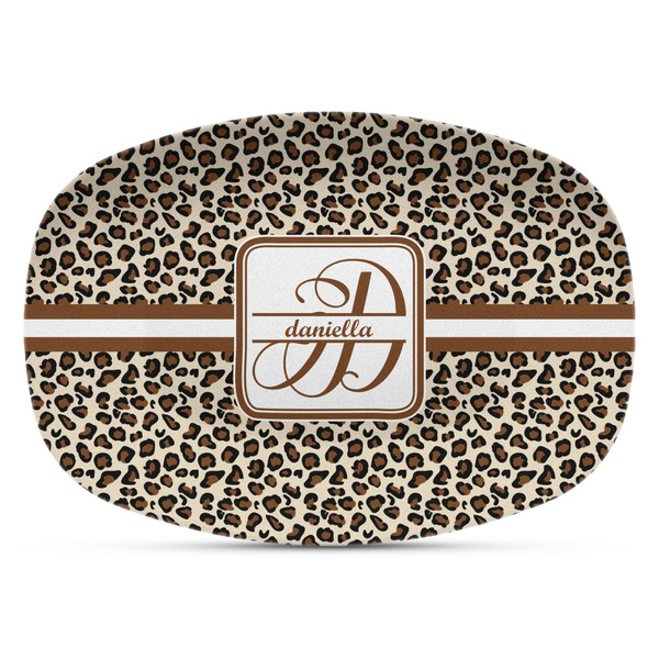 Custom Leopard Print Plastic Platter - Microwave & Oven Safe Composite Polymer (Personalized)