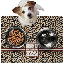 Leopard Print Dog Food Mat - Medium w/ Name and Initial