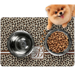 Leopard Print Dog Food Mat - Small w/ Name and Initial