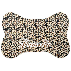 Leopard Print Bone Shaped Dog Food Mat (Large) (Personalized)