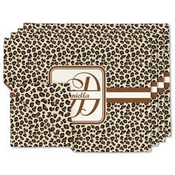 Leopard Print Double-Sided Linen Placemat - Set of 4 w/ Name and Initial