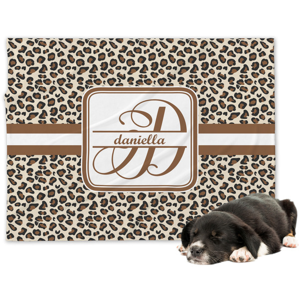 Custom Leopard Print Dog Blanket - Large (Personalized)