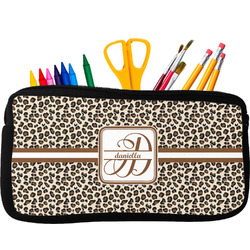 Leopard Print Neoprene Pencil Case - Small w/ Name and Initial