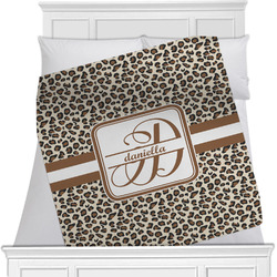 Leopard Print Minky Blanket - Twin / Full - 80"x60" - Single Sided (Personalized)