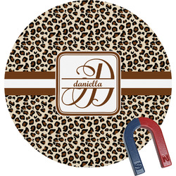 Leopard Print Round Fridge Magnet (Personalized)