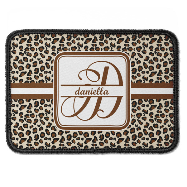 Custom Leopard Print Iron On Rectangle Patch w/ Name and Initial