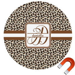 Leopard Print Round Car Magnet - 6" (Personalized)