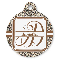 Leopard Print Round Pet ID Tag - Large (Personalized)