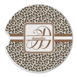 Leopard Print Sandstone Car Coaster - Single (Personalized)