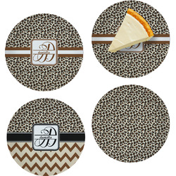 Leopard Print Set of 4 Glass Appetizer / Dessert Plate 8" (Personalized)