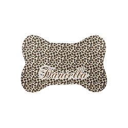Leopard Print Bone Shaped Dog Food Mat (Small) (Personalized)