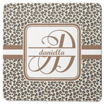 Leopard Print Square Rubber Backed Coaster (Personalized)