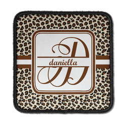 Leopard Print Iron On Square Patch w/ Name and Initial