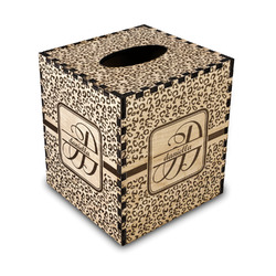 Leopard Print Wood Tissue Box Cover - Square (Personalized)