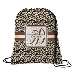 Leopard Print Drawstring Backpack - Medium (Personalized)