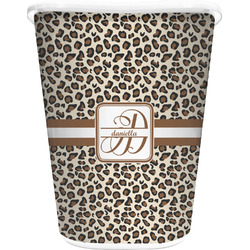 Leopard Print Waste Basket - Double Sided (White) (Personalized)