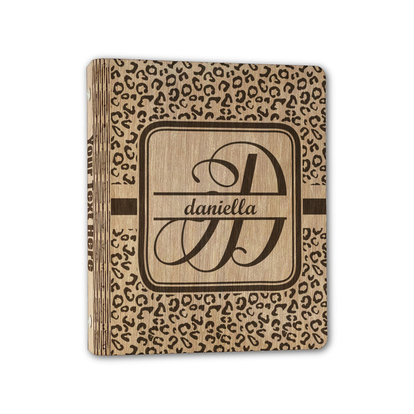 Custom Leopard Print Wood 3-Ring Binder - 1" Half-Letter Size (Personalized)