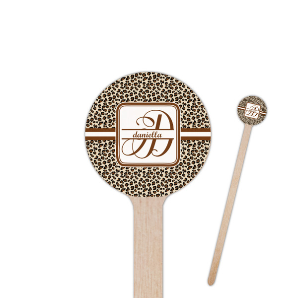 Custom Leopard Print 7.5" Round Wooden Stir Sticks - Double Sided (Personalized)