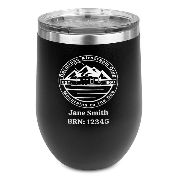 Custom Carolina Airstream Club Stemless Stainless Steel Wine Tumbler - Black - Double-Sided