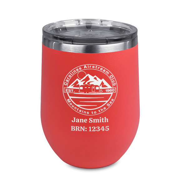 Custom Carolina Airstream Club Stemless Stainless Steel Wine Tumbler - Coral - Double-Sided