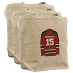 Hockey Reusable Cotton Grocery Bags - Set of 3 (Personalized)