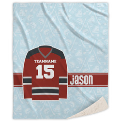 Hockey Sherpa Throw Blanket - 50"x60" (Personalized)