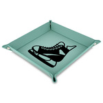 Hockey Faux Leather Dice Tray - 9" x 9"  - Teal