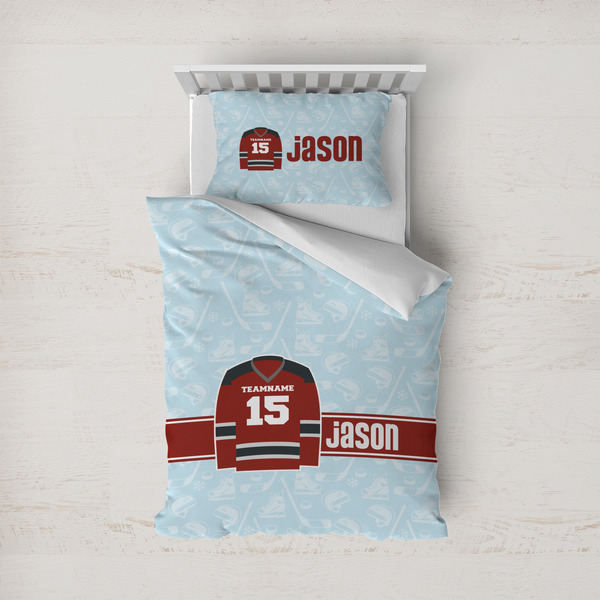 Custom Hockey Duvet Cover Set - Twin (Personalized)