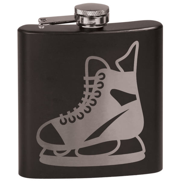 Custom Hockey Black Flask Set