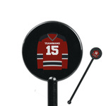 Hockey 5.5" Round Plastic Stir Sticks - Black - Double Sided (Personalized)