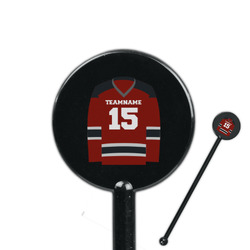 Hockey 5.5" Round Plastic Stir Sticks - Black - Double Sided (Personalized)