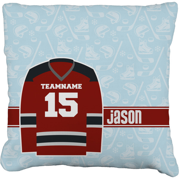 Custom Hockey Faux-Linen Throw Pillow 26" (Personalized)