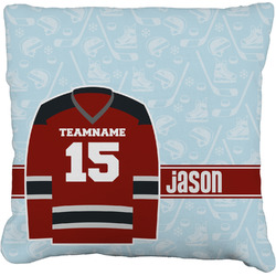 Hockey Faux-Linen Throw Pillow (Personalized)