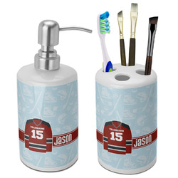 Hockey Ceramic Bathroom Accessories Set (Personalized)
