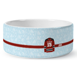 Hockey Ceramic Dog Bowl - Medium (Personalized)