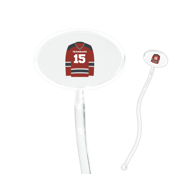 Custom Hockey 7" Oval Plastic Stir Sticks - Clear (Personalized)