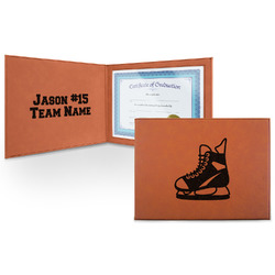 Hockey Leatherette Certificate Holder - Front and Inside (Personalized)