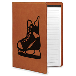 Hockey Leatherette Portfolio with Notepad - Large - Double Sided (Personalized)