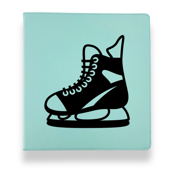 Custom Hockey Leather Binder - 1" - Teal (Personalized)