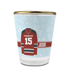 Hockey Glass Shot Glass - 1.5 oz - with Gold Rim - Single (Personalized)