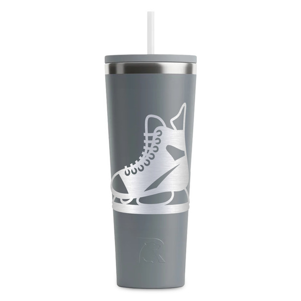 Custom Hockey RTIC Everyday Tumbler with Straw - 28oz - Grey - Double-Sided (Personalized)