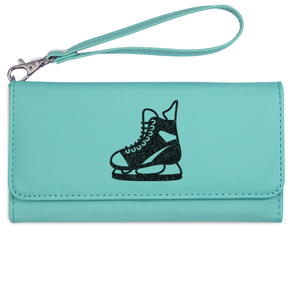 Custom Hockey Ladies Leatherette Wallet - Laser Engraved- Teal