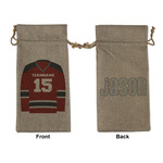 Hockey Large Burlap Gift Bag - Front & Back (Personalized)