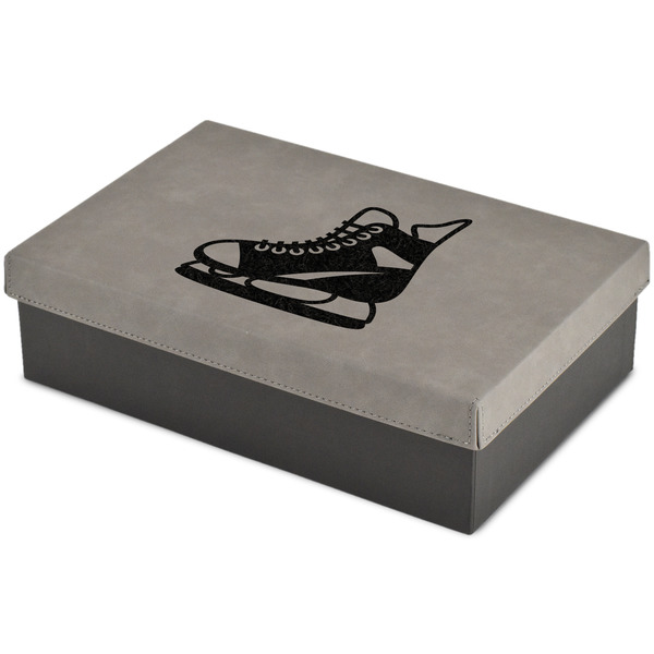 Custom Hockey Large Gift Box w/ Engraved Leather Lid