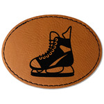 Hockey Faux Leather Iron On Patch - Oval