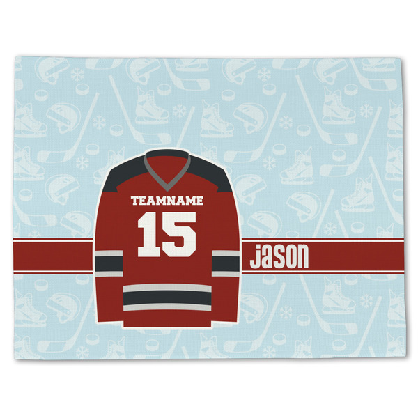 Custom Hockey Single-Sided Linen Placemat - Single w/ Name and Number