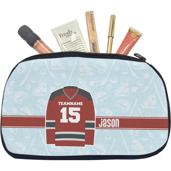 Custom Hockey Makeup / Cosmetic Bag - Medium (Personalized)