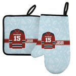 Hockey Left Oven Mitt & Pot Holder Set w/ Name and Number