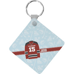 Hockey Diamond Plastic Keychain w/ Name and Number