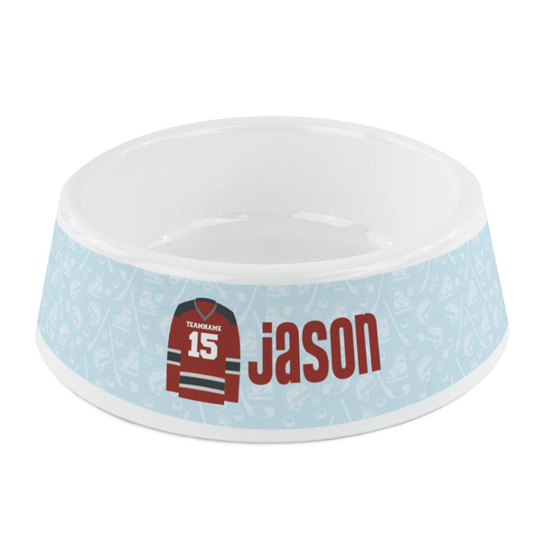 Custom Hockey Plastic Dog Bowl - Small (Personalized)